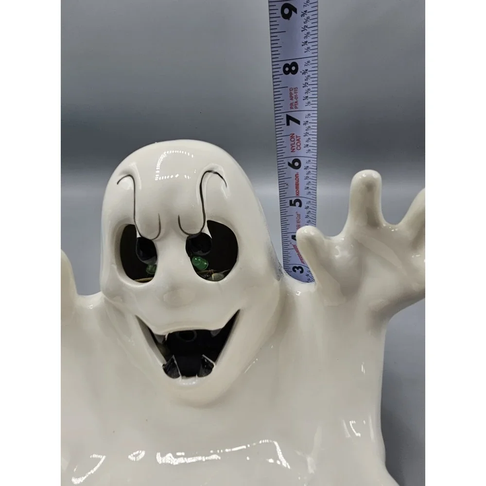 Vintage NCE 1992 Ghost Ceramic Halloween Candy Dish Bowl Boo! Lights Don't Work